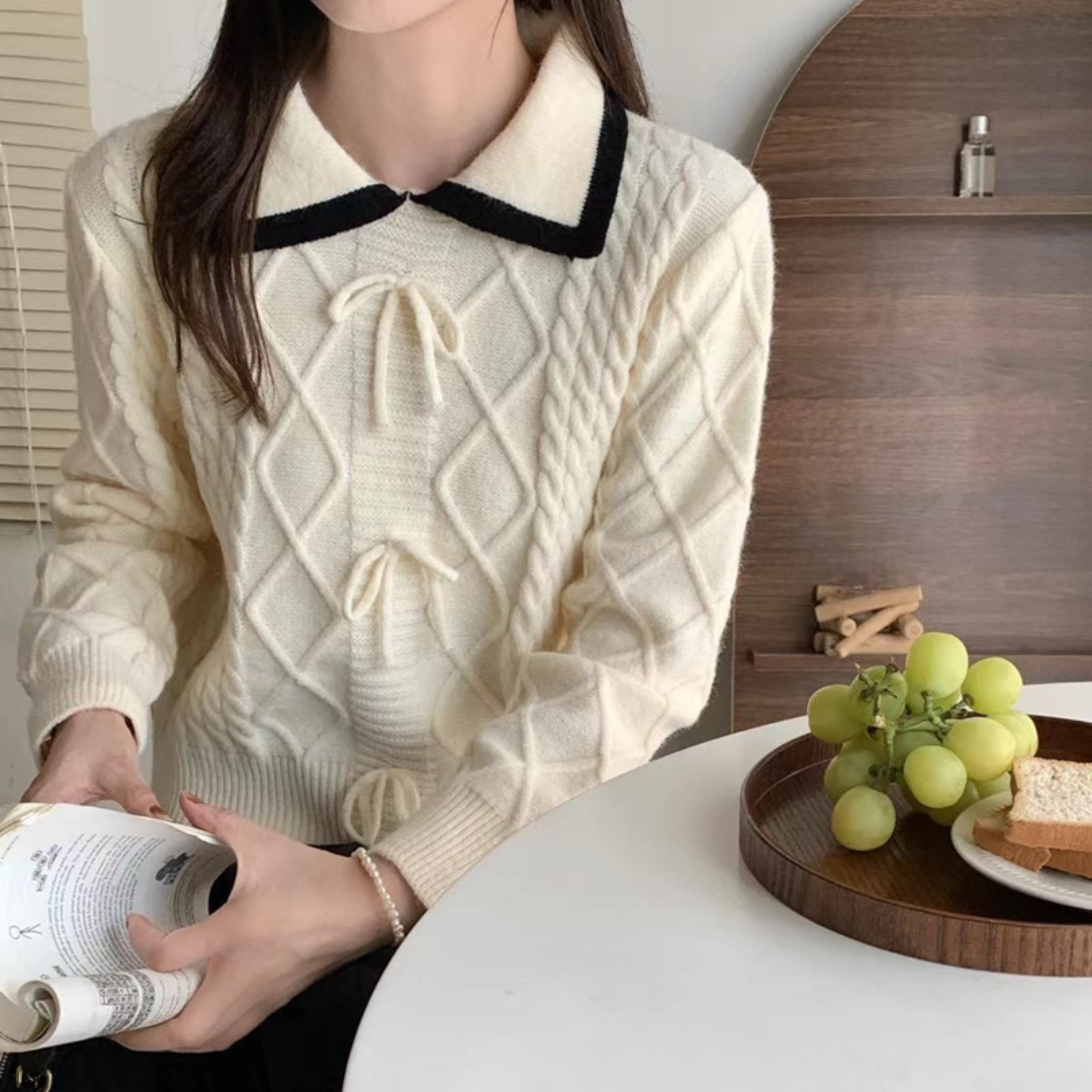 sweater with retro collar lf2633
