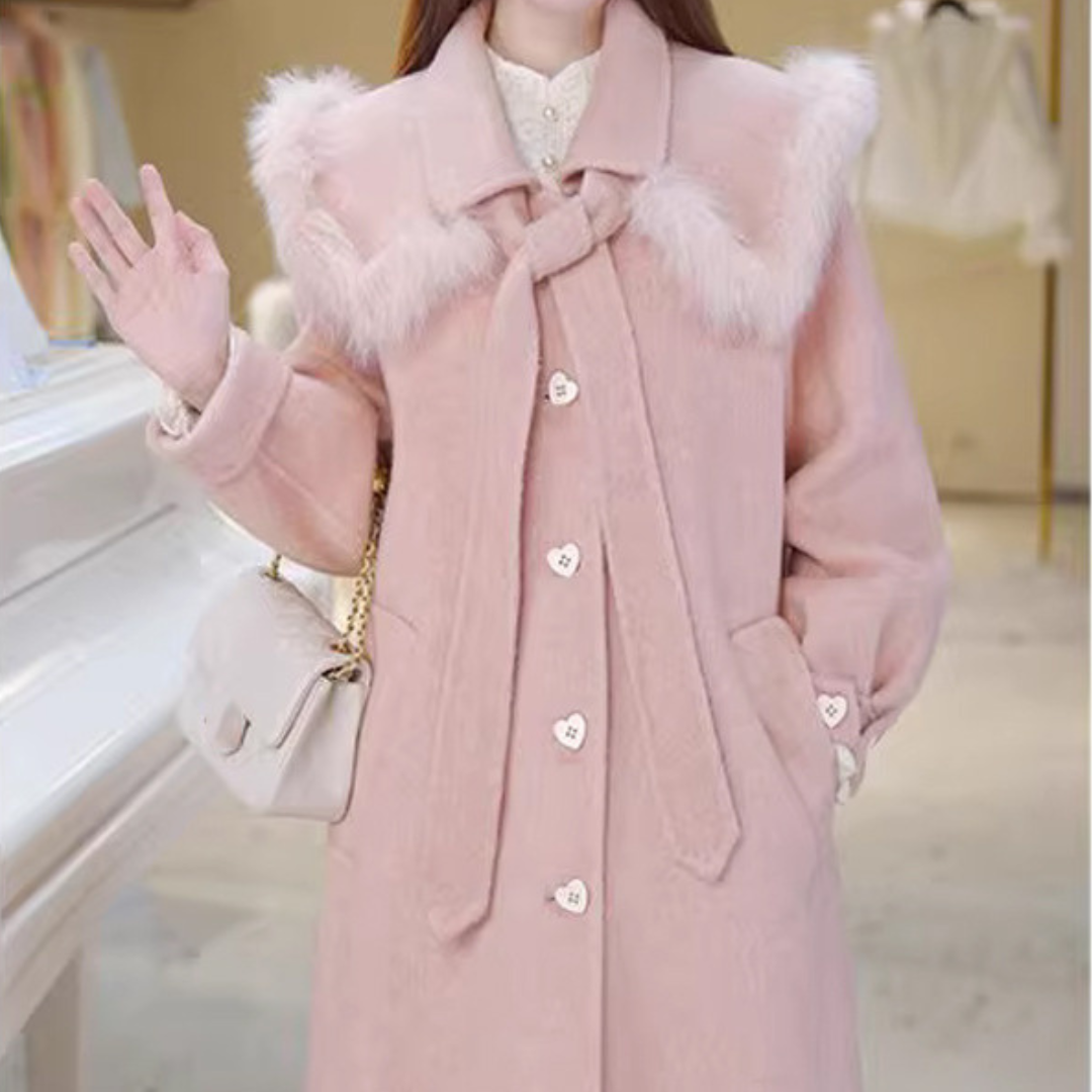 heart button long coat lf2705