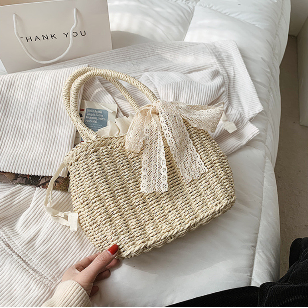 basket bag with lace ribbon lf3039