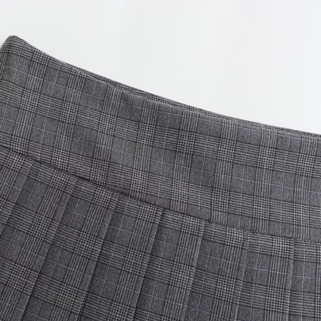 plaid mini pleated skirt lf2933