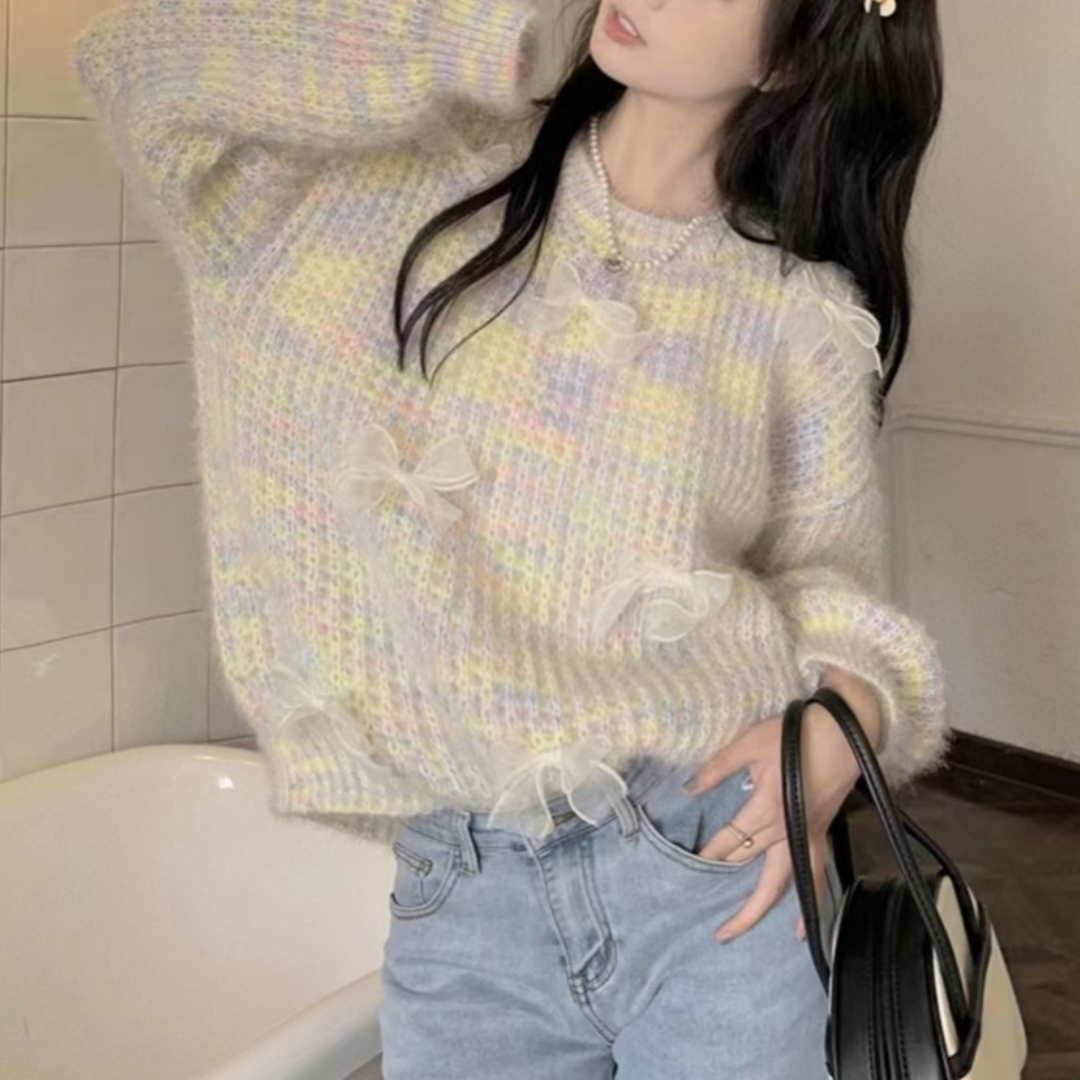 colorful ribbon sweater lf2638