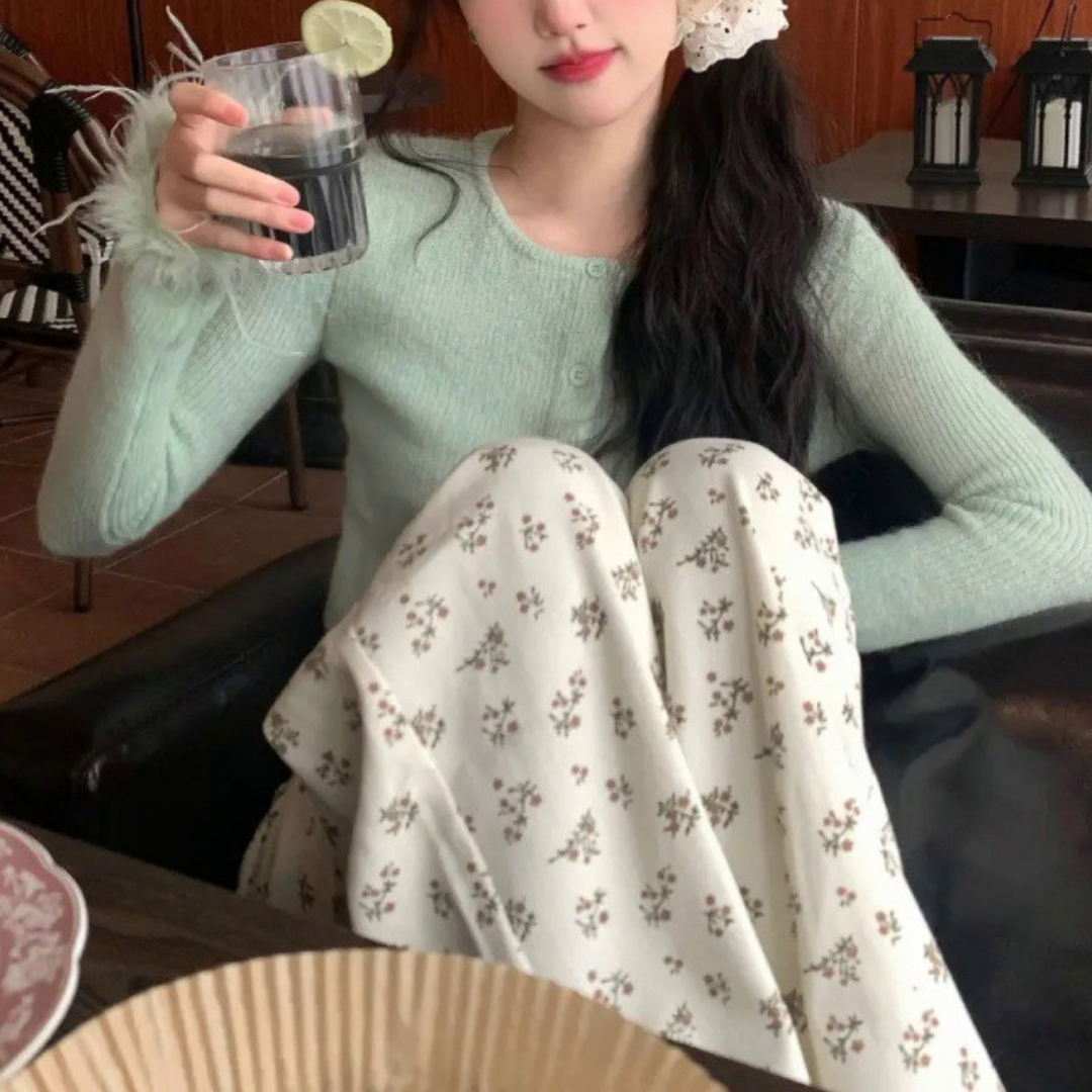 pastel green cardigan lf2984