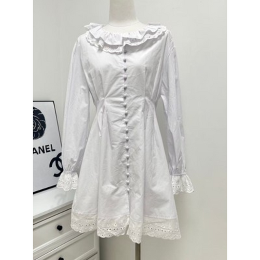 【即納】lace frill white french onepiece lf-s1037-1