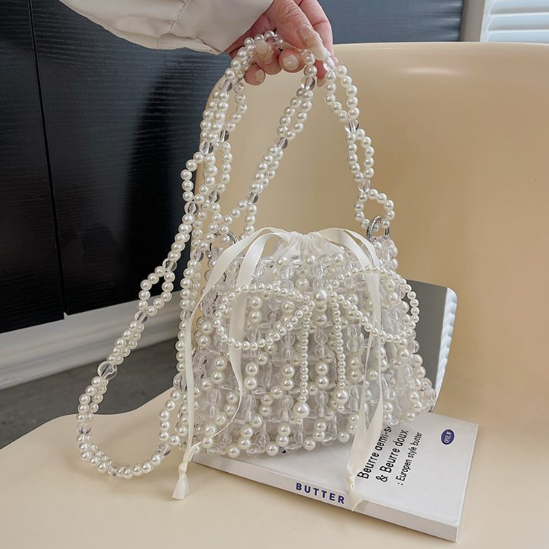 pearl bead ribbon bag lf3098