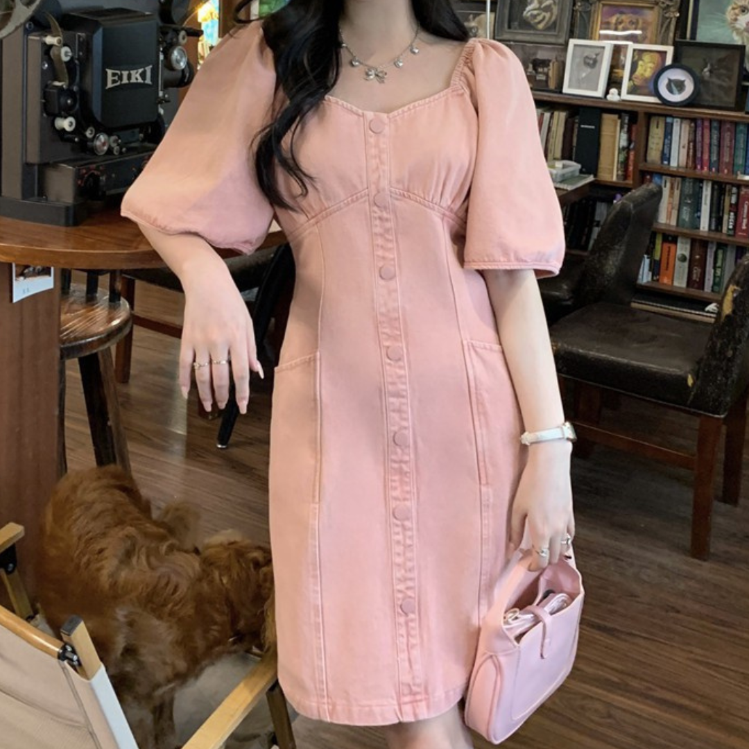 pink denim onepiece lf3250
