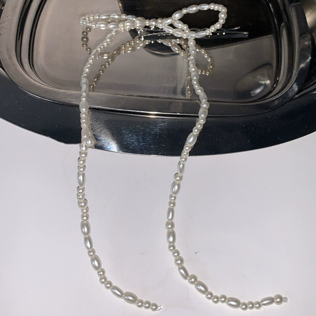 ribbon pearl hair candy pin lf3005