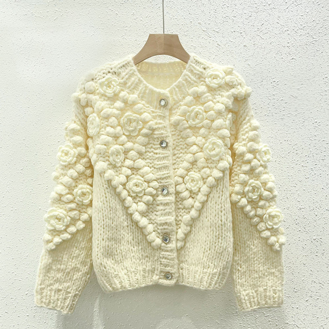 flower thick knit cardigan lf2730