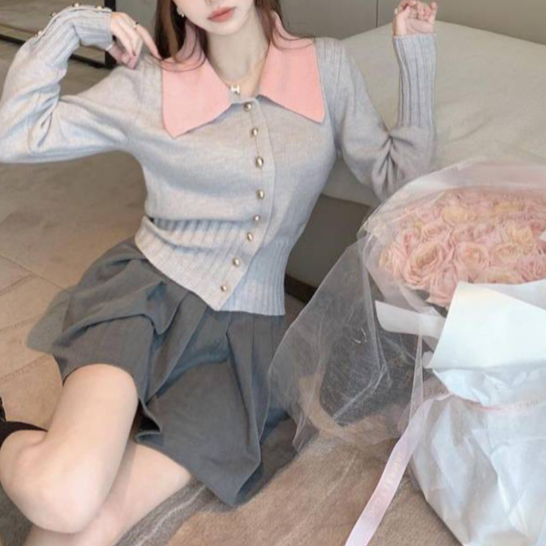 bicolor soft cardigan lf3002