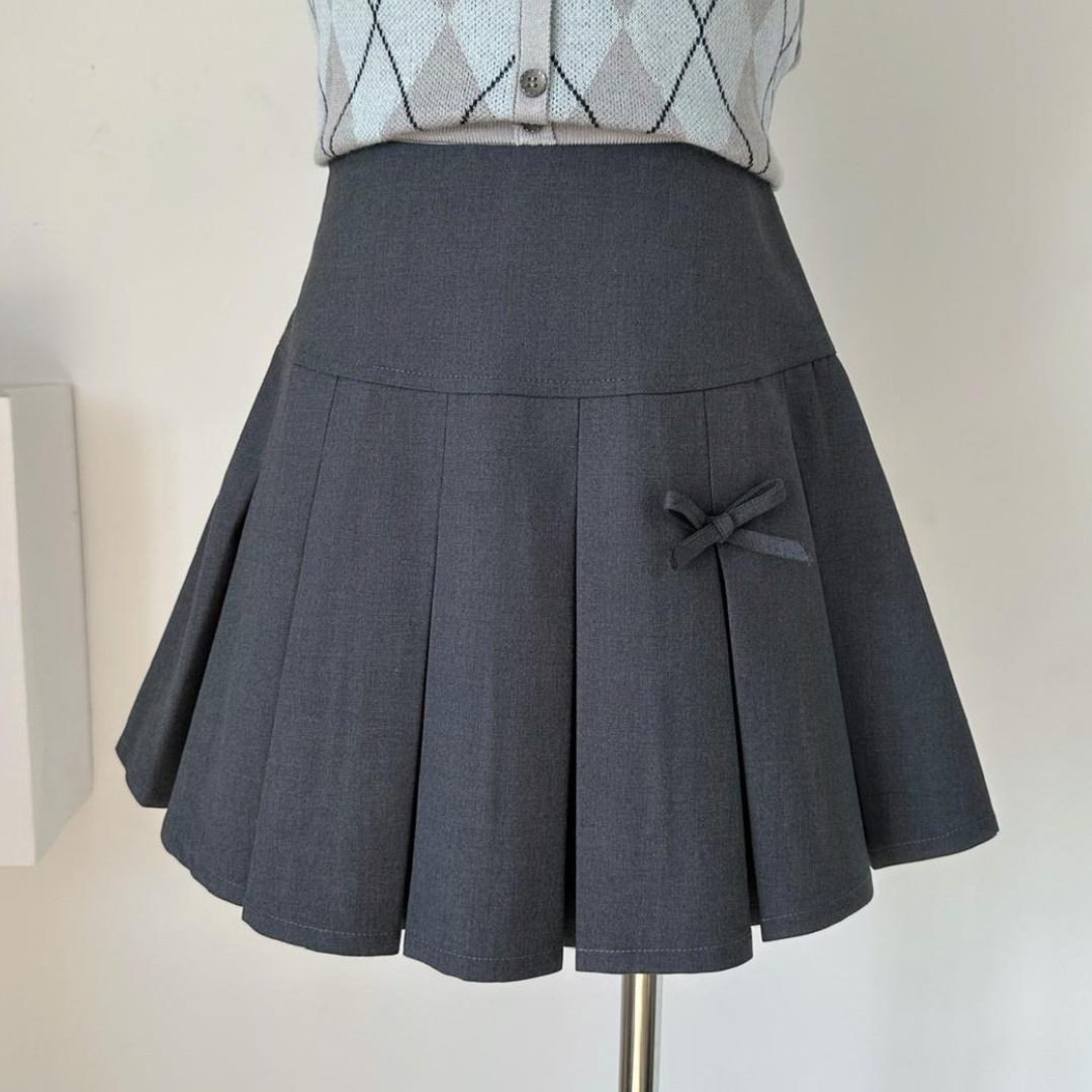mini ribbon box pleats skirt lf2525