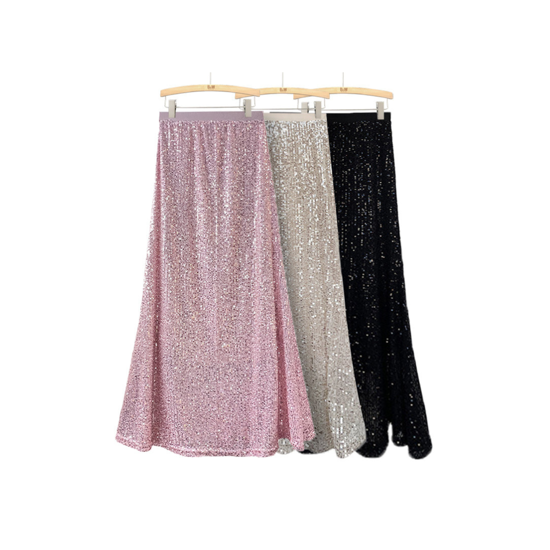 sequin long skirt lf2710