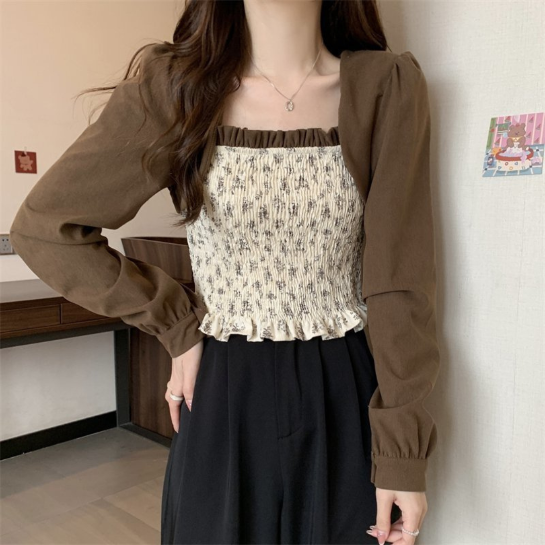 floral two piece short shirt lf2608