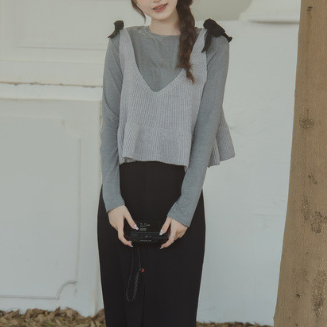 V neck sweater bustier lf2723