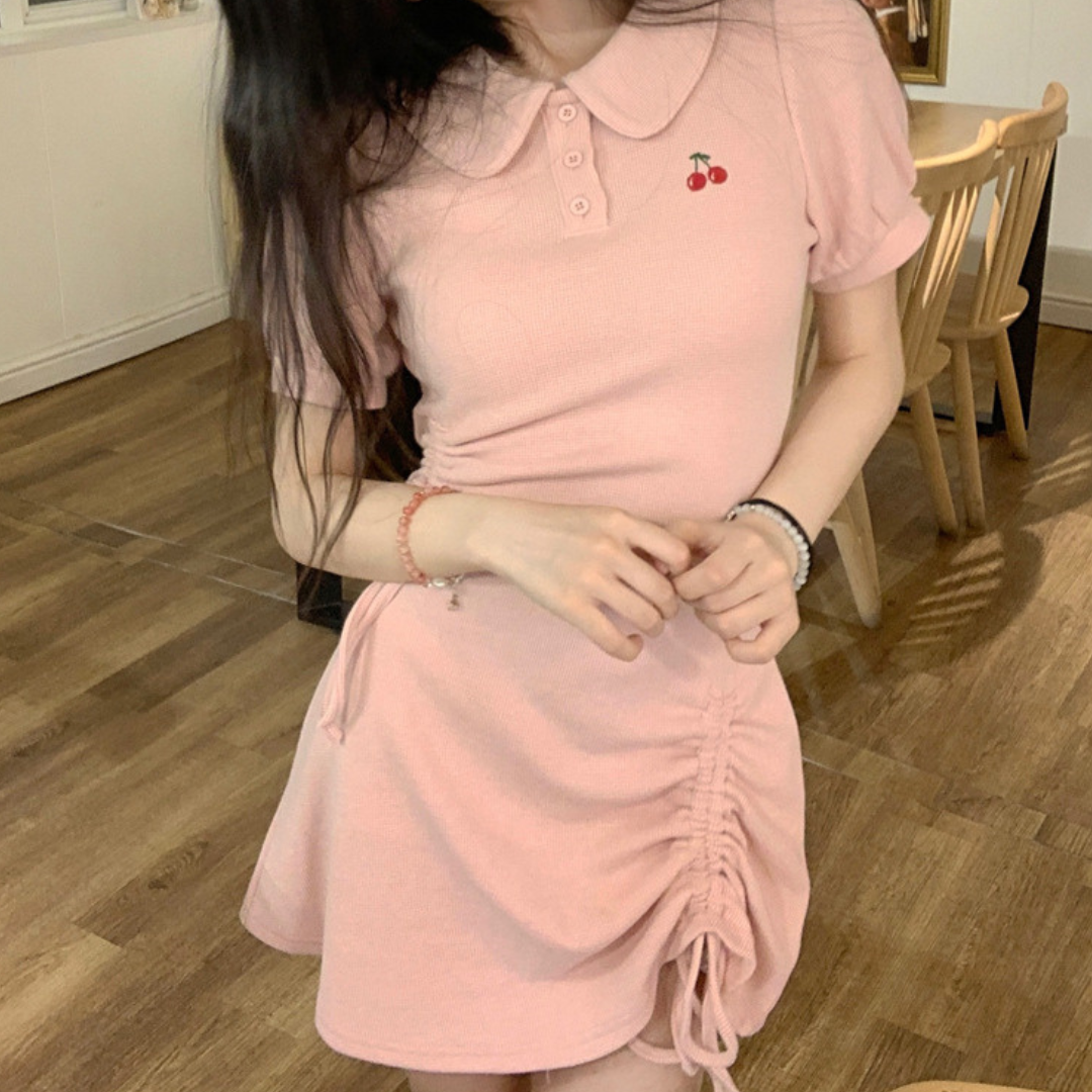 polo collar short sleeve onepiece lf3292
