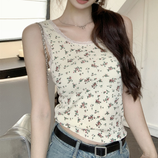 【即納】floral lace sleeveless tops  lf3227