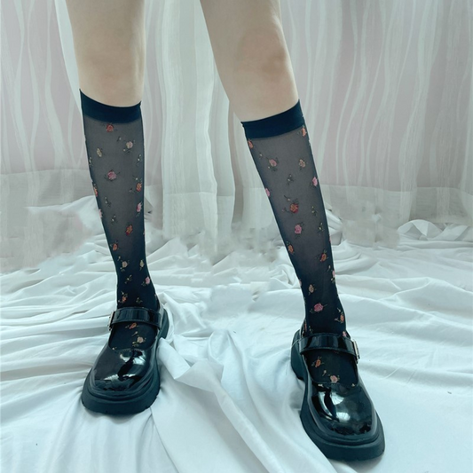 floral see through socks lf2877【即納】