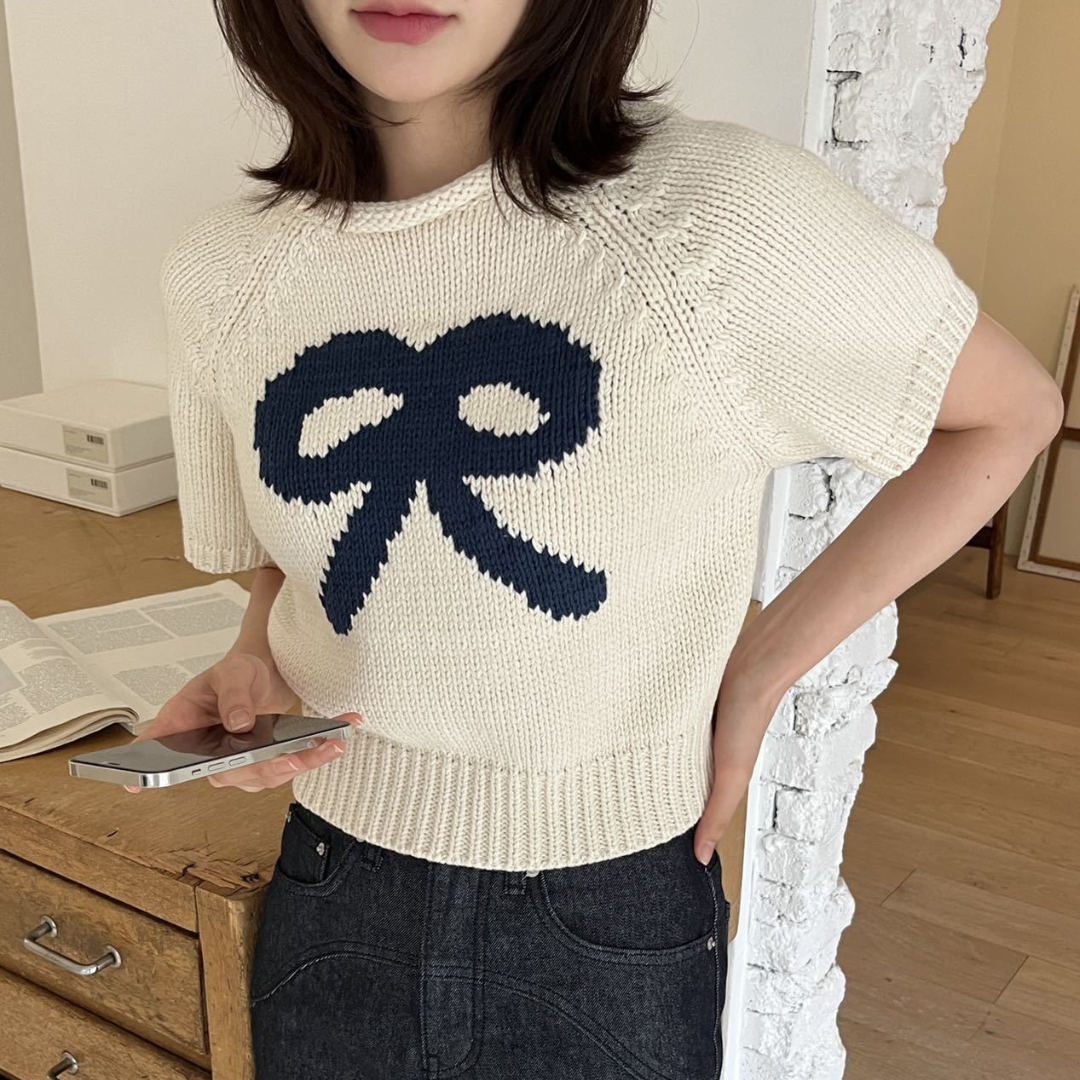 ribbon design summer knit lf3077