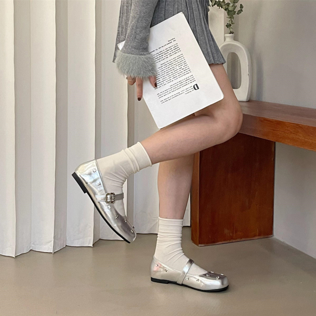 rhinestone leather shoes lf2651