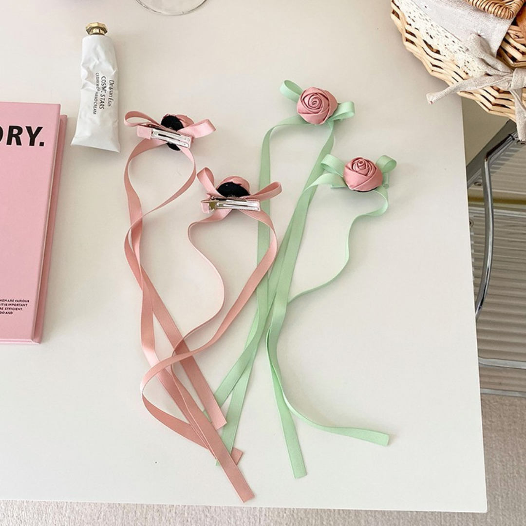 rose ribbon hair clip lf2581