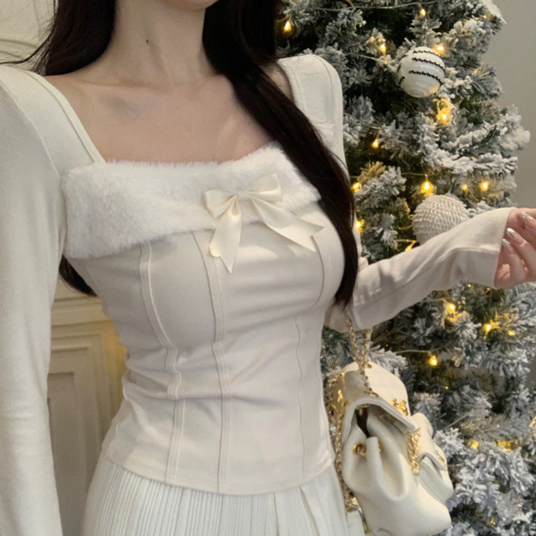 square neck fur tops lf2647