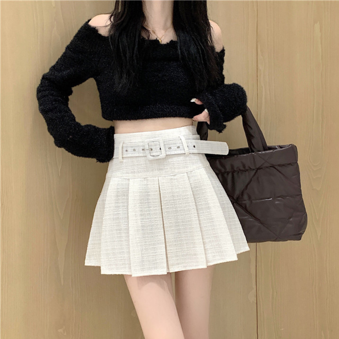 Tweed pleated skirt lf2588