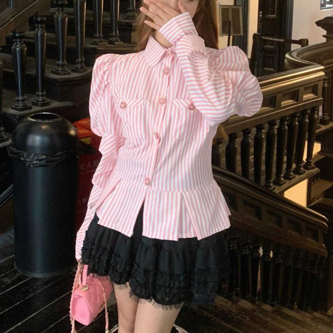 french puff sleeve shirt lf2722