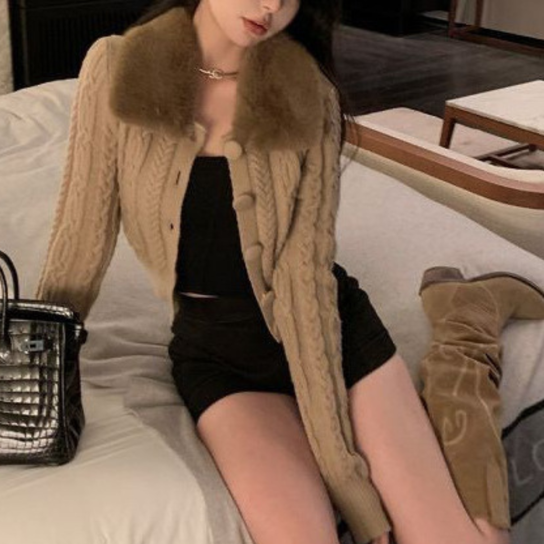 【Ranking5位】fur collar sweater lf2708