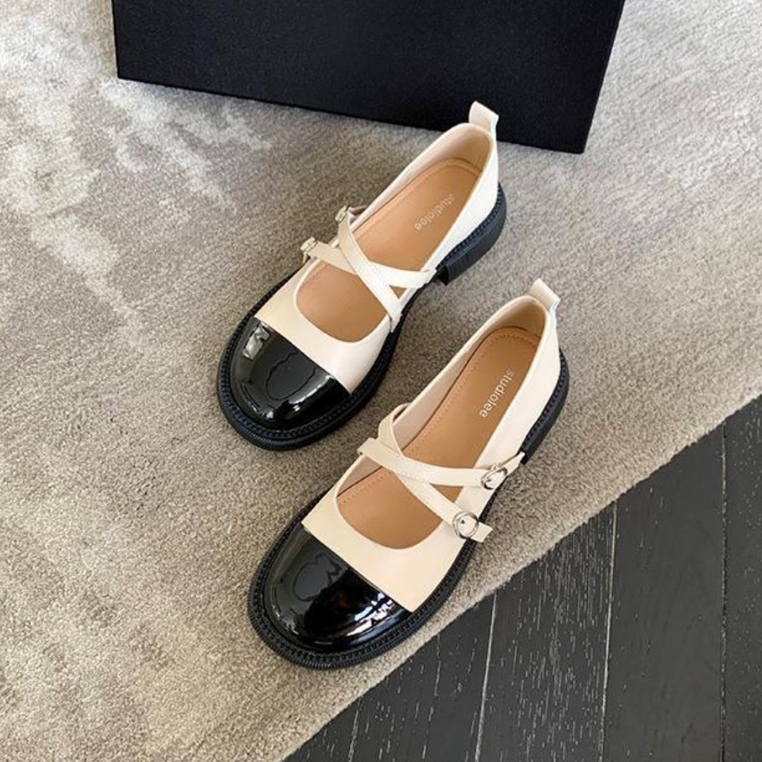 bicolor double strap pumps lf2560