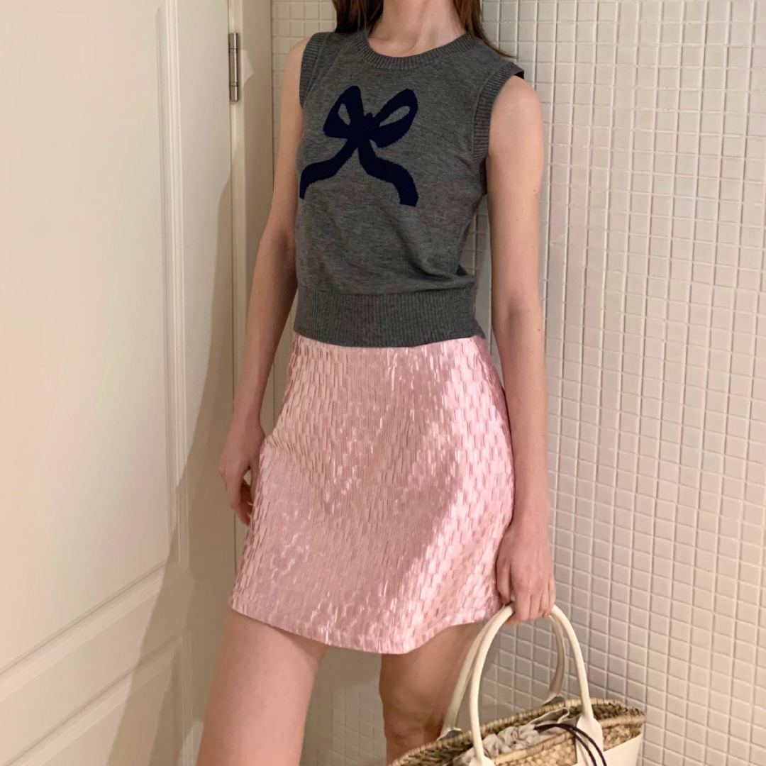 shiny satin mini skirt lf3017