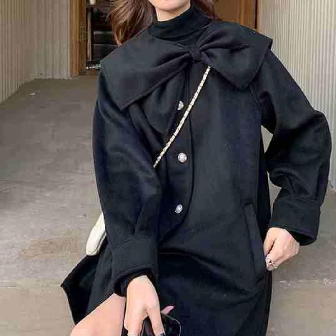 big ribbon wool coat lf2678