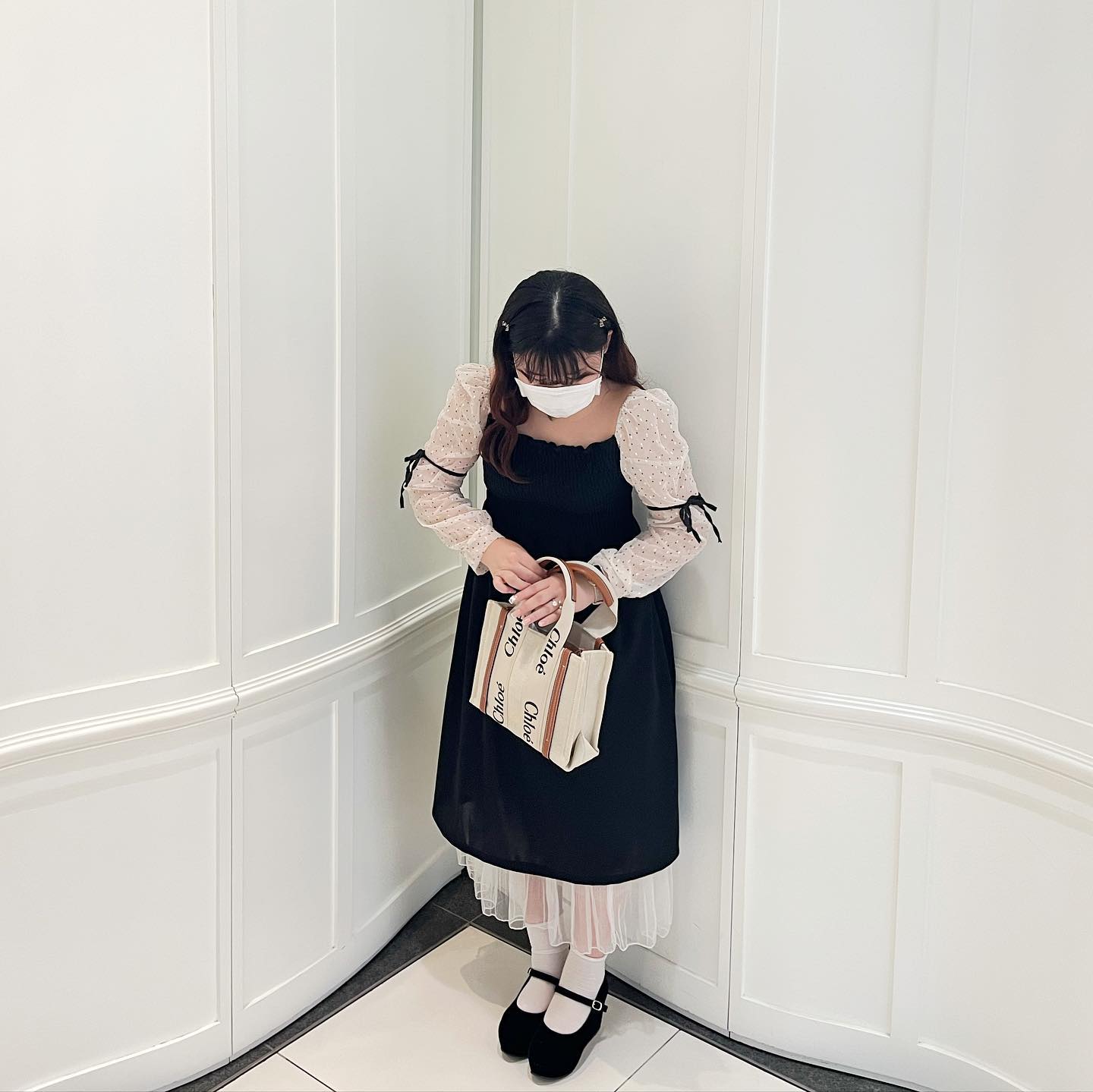 dot and ribbon sleeve onepiece lf2530