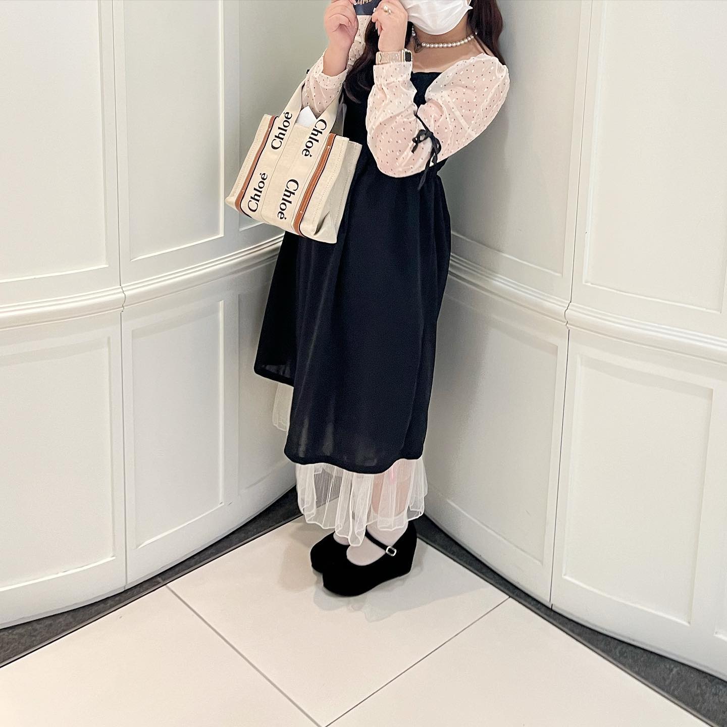 dot and ribbon sleeve onepiece lf2530
