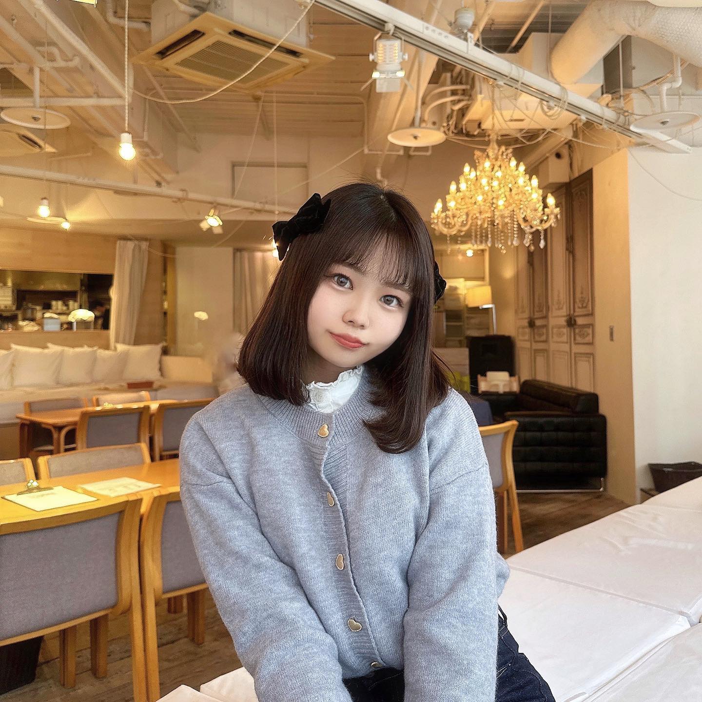 pale color heart button knit cardigan lf2535