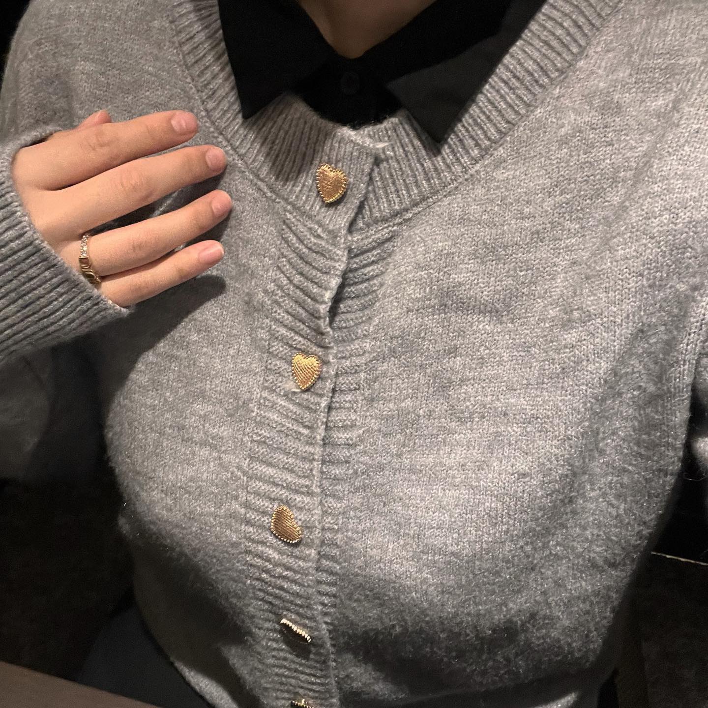 【即納】pale color heart button knit cardigan lf-s1017