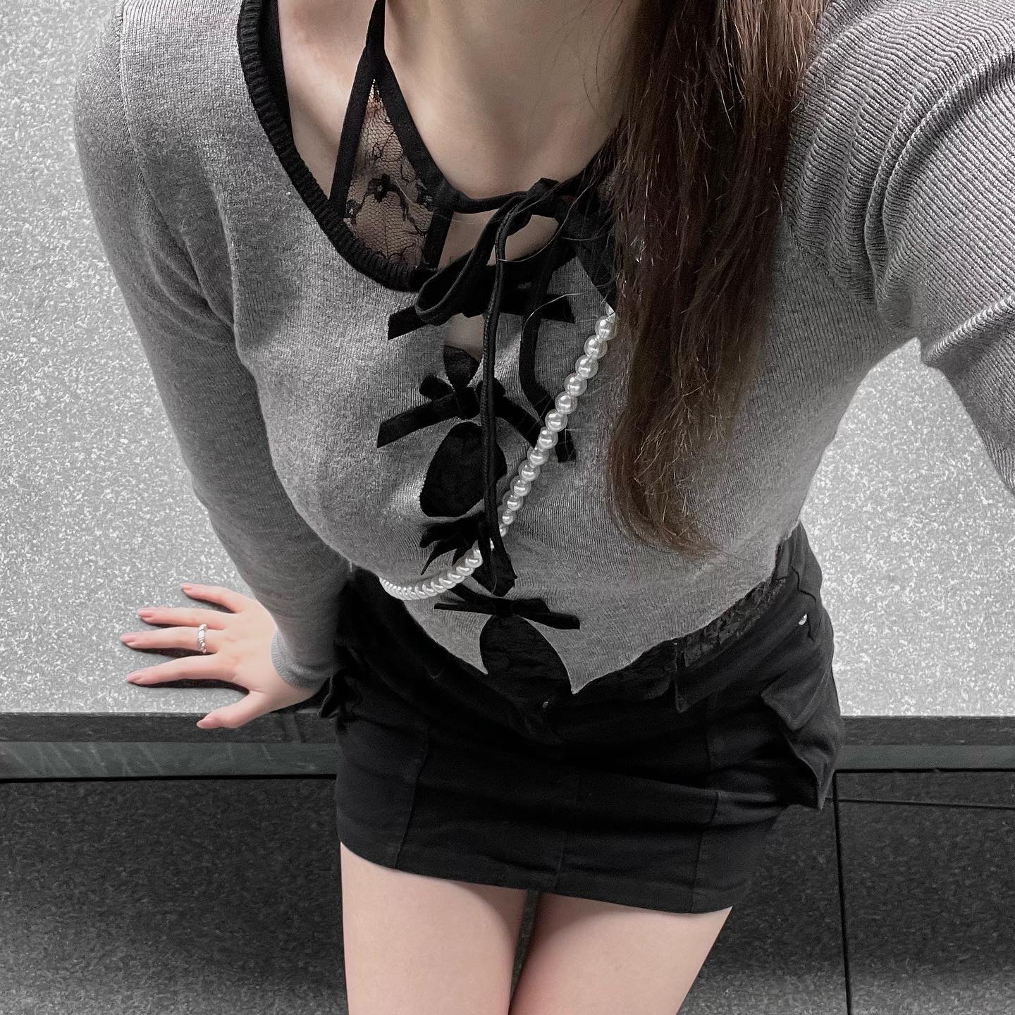 mini ribbon tight cardigan lf2568