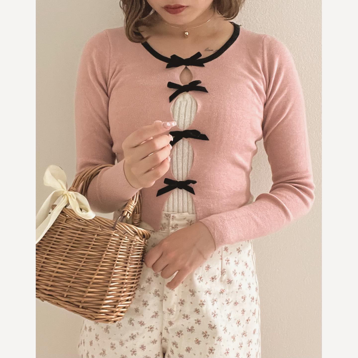 mini ribbon tight cardigan lf2568