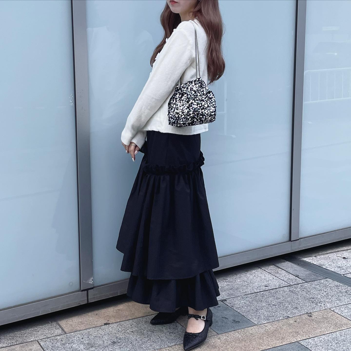 pearl and ribbon knit cardigan lf1756