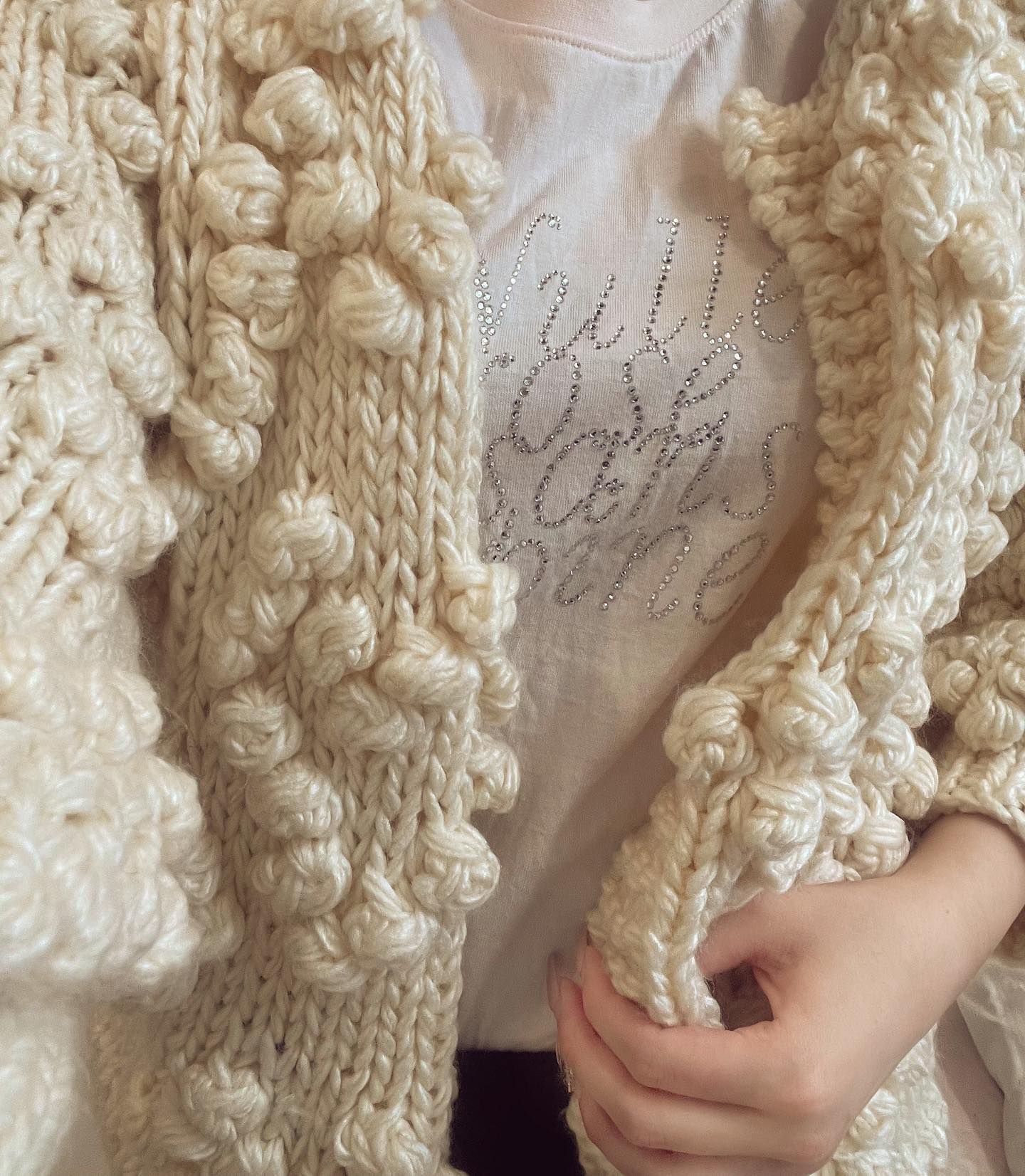 ponpon knit cardigan lf1036