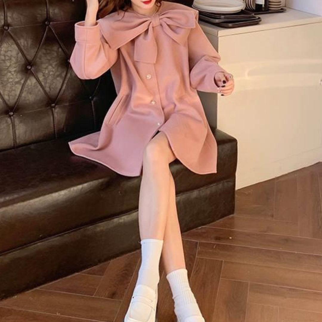 big ribbon wool coat lf2678