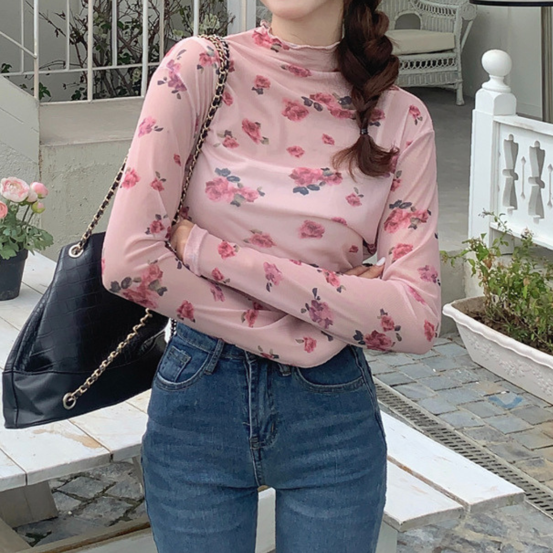 rose see-through top lf2716