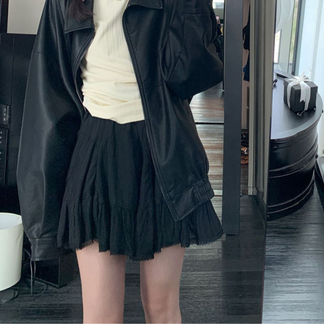 pleated lace skirt lf2640