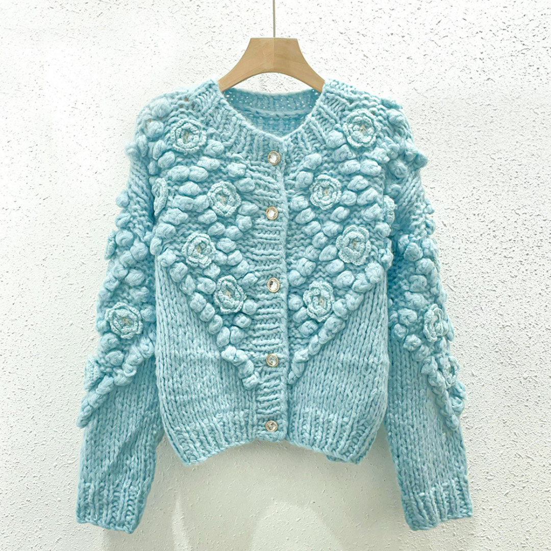 flower thick knit cardigan lf2730