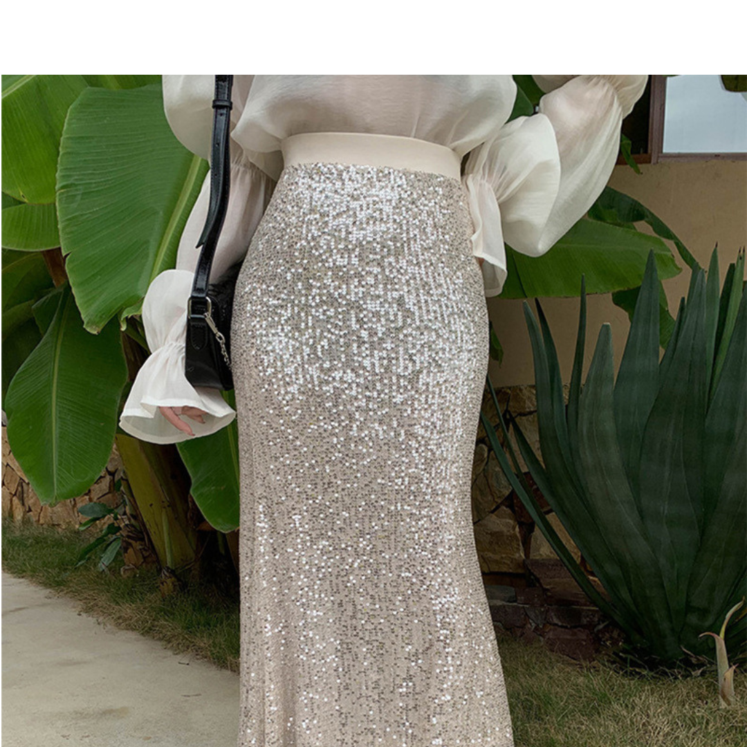 sequin long skirt lf2710
