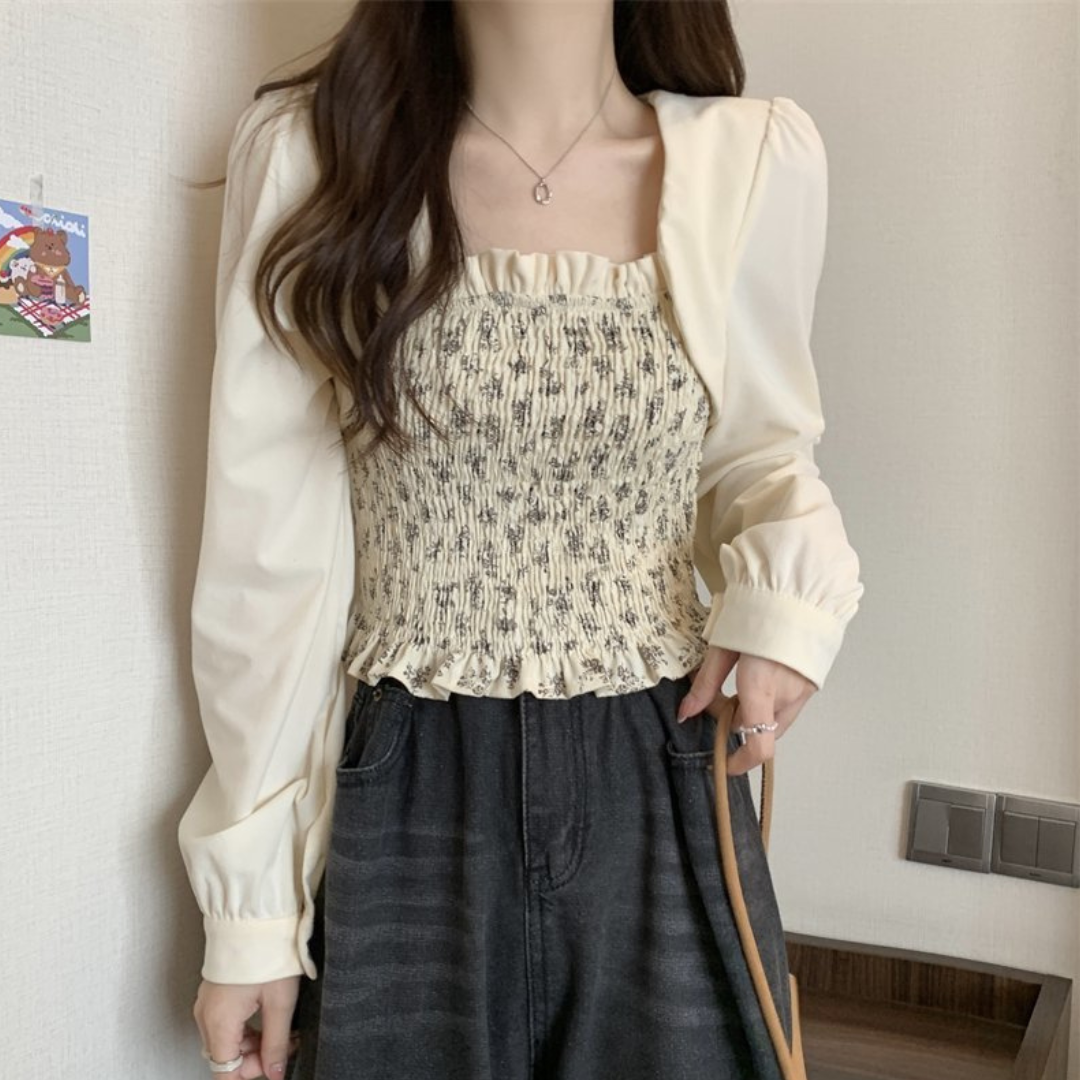 floral two piece short shirt lf2608