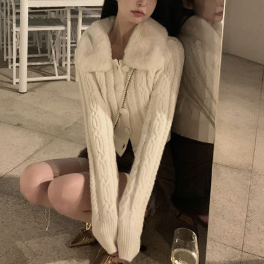 【Ranking5位】fur collar sweater lf2708