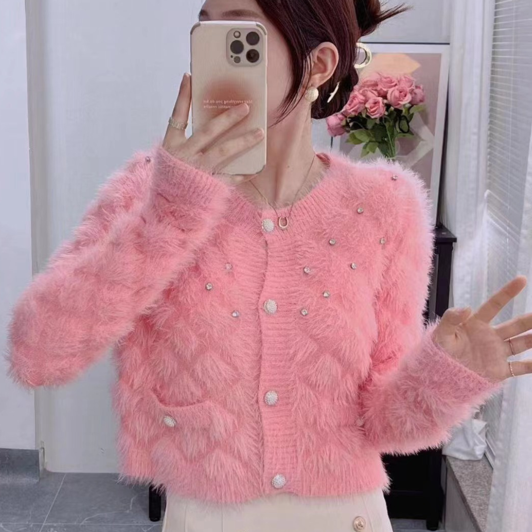 stone fur cardigan lf2699
