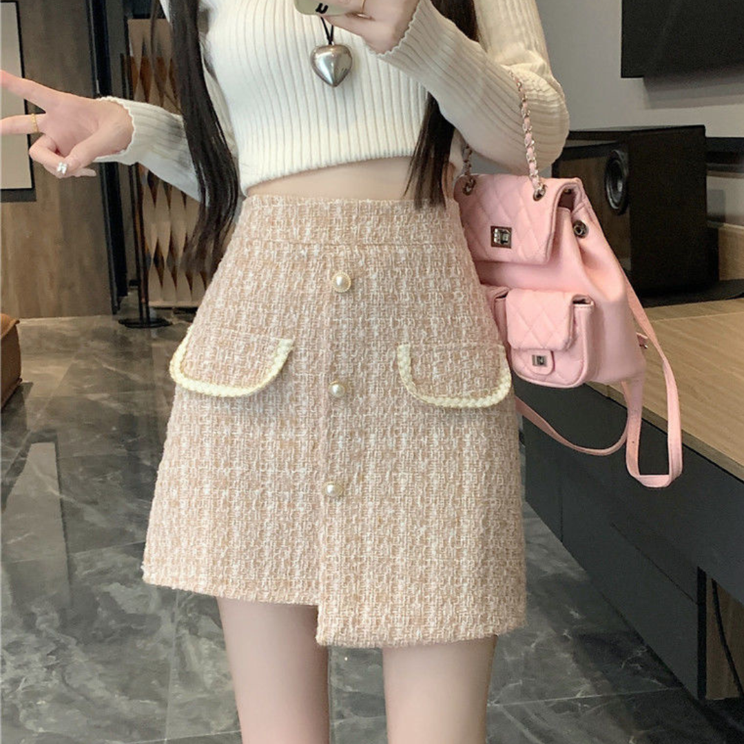 【Ranking14位】Tweed front pocket miniskirt lf2700