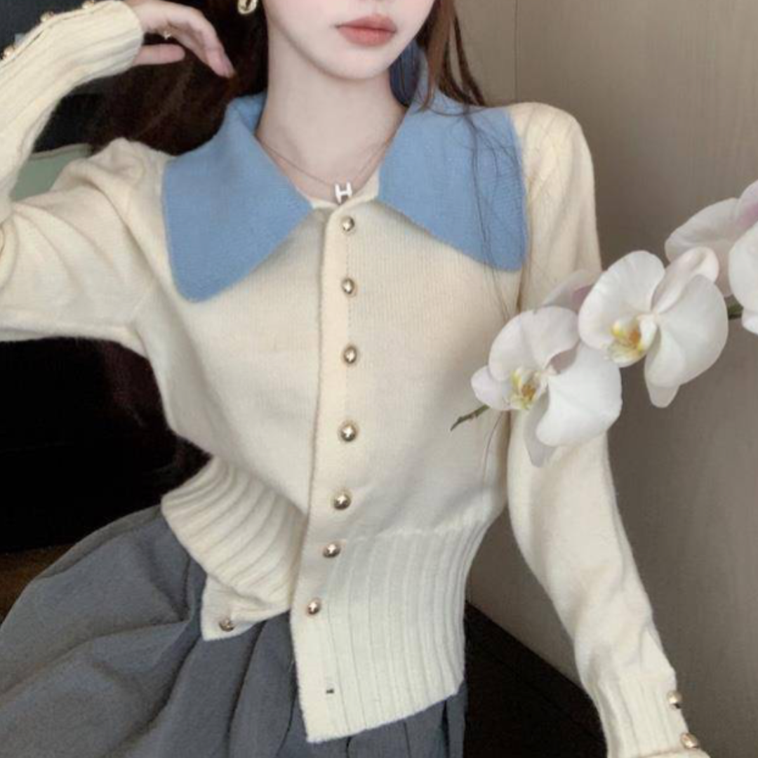 bicolor soft cardigan lf3002