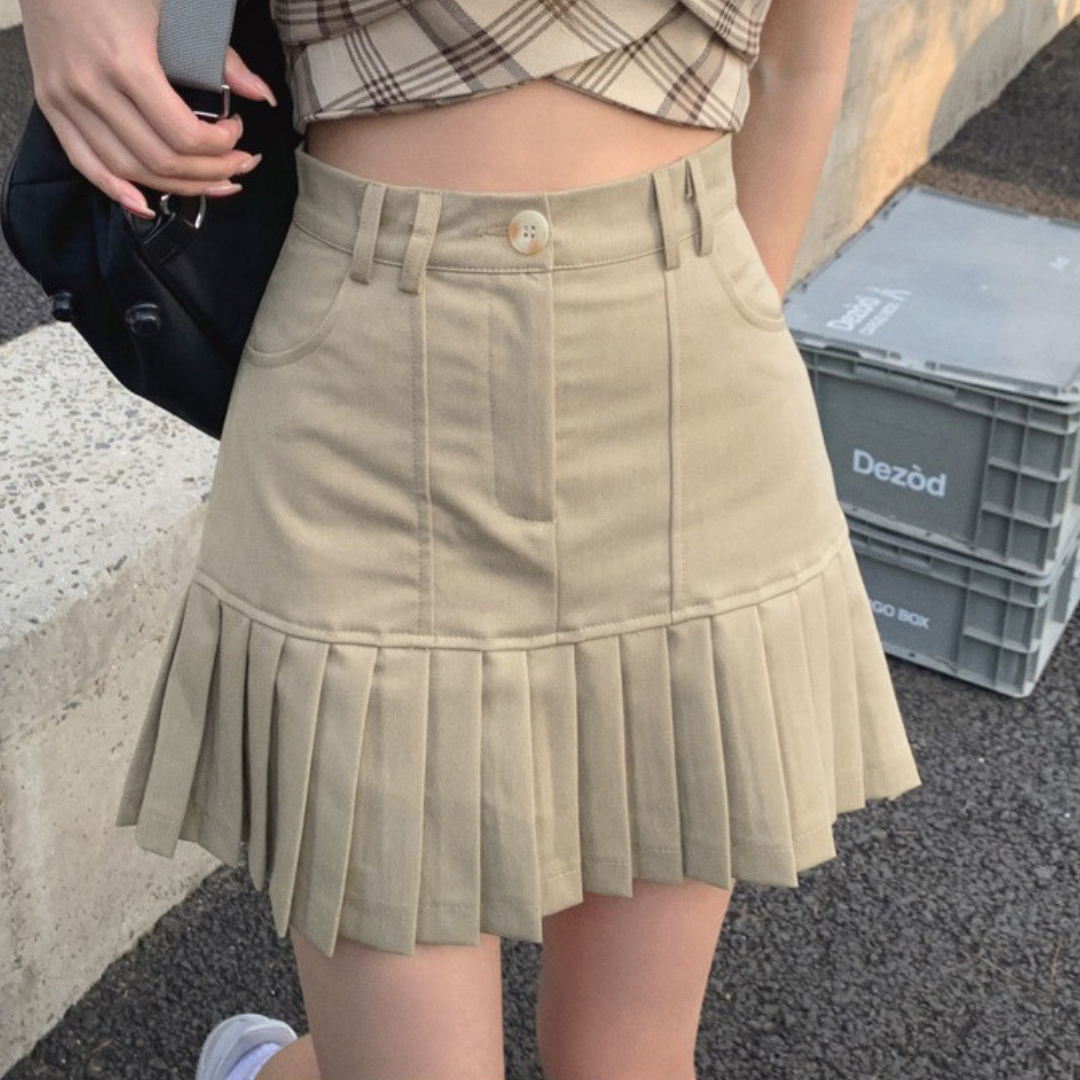 casual pleated skirt lf2658