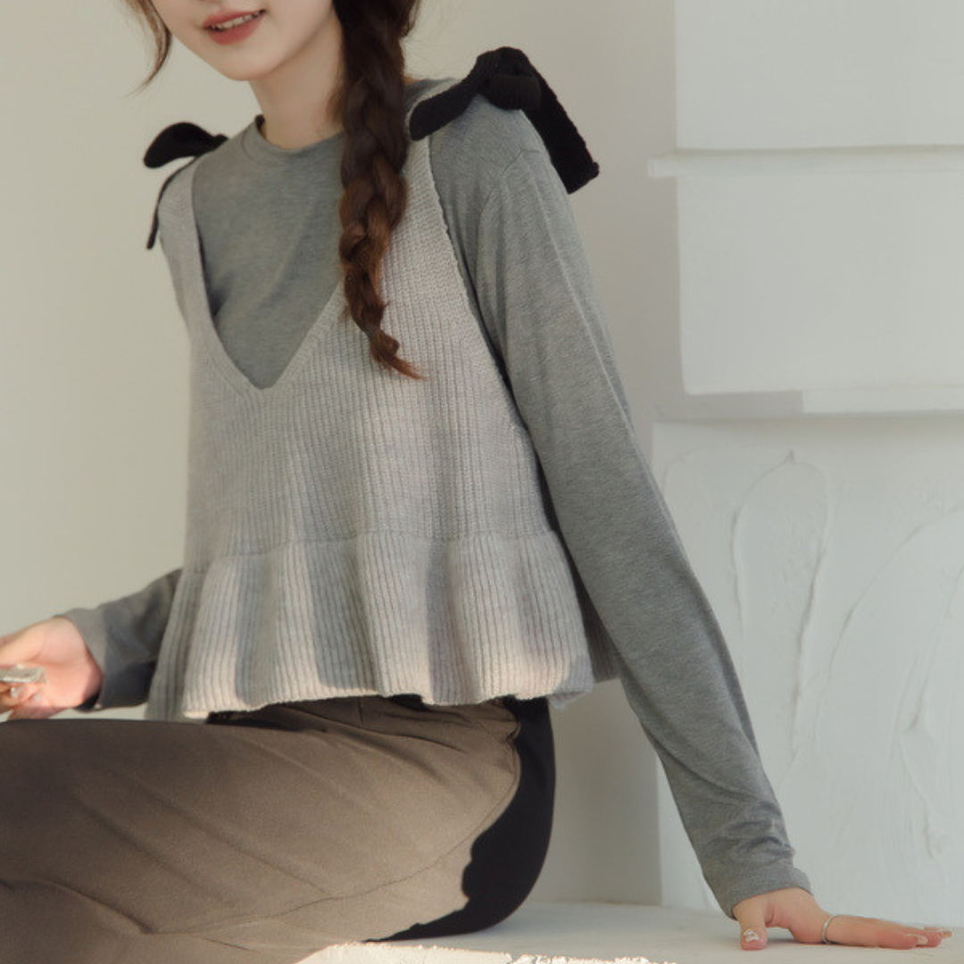 V neck sweater bustier lf2723