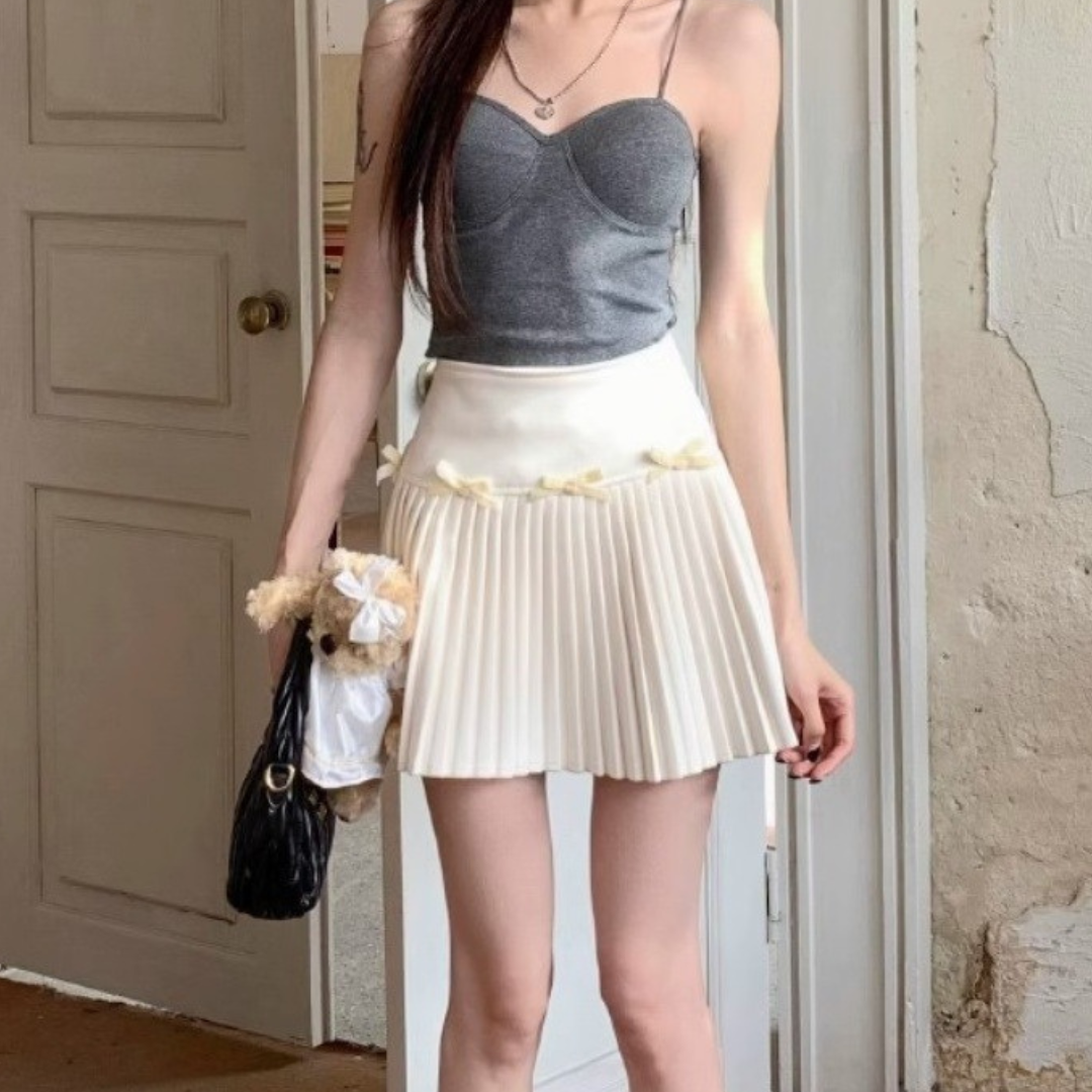 small ribbon pleated skirt lf2976